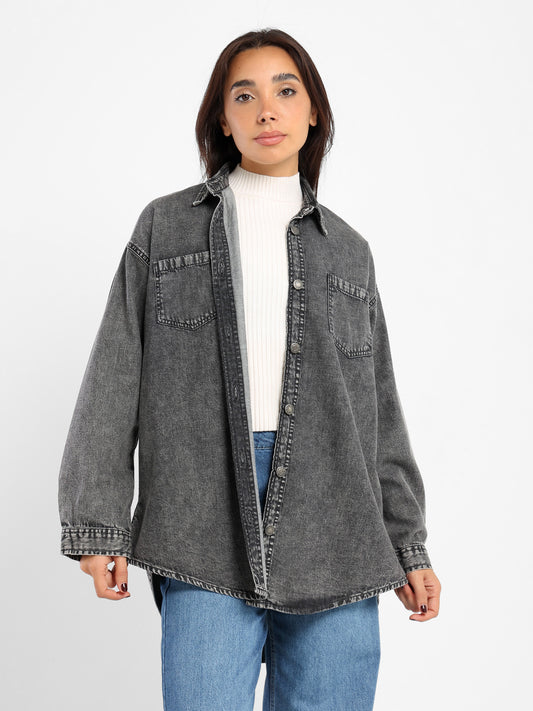 Oversized Denim Long Sleeve Shirt