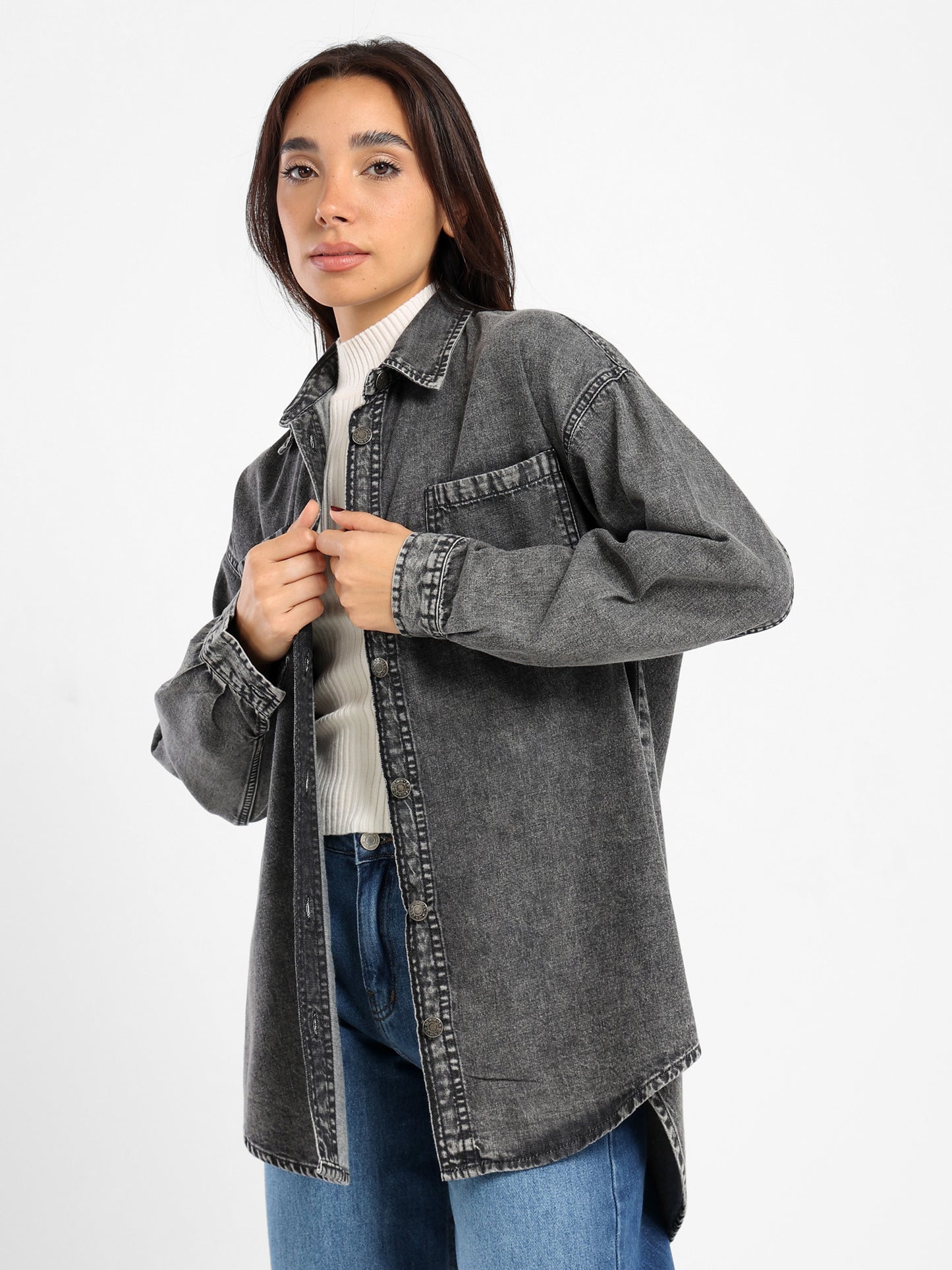 Oversized Denim Long Sleeve Shirt