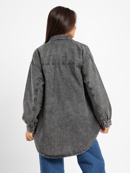 Oversized Denim Long Sleeve Shirt