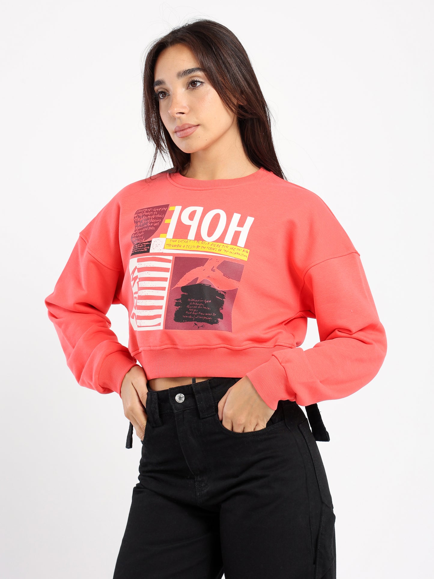 Abstract Cropped Sweatshirt