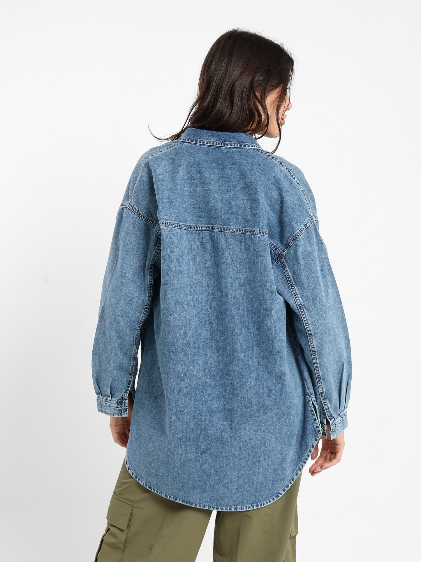 Oversized Denim Long Sleeve Shirt