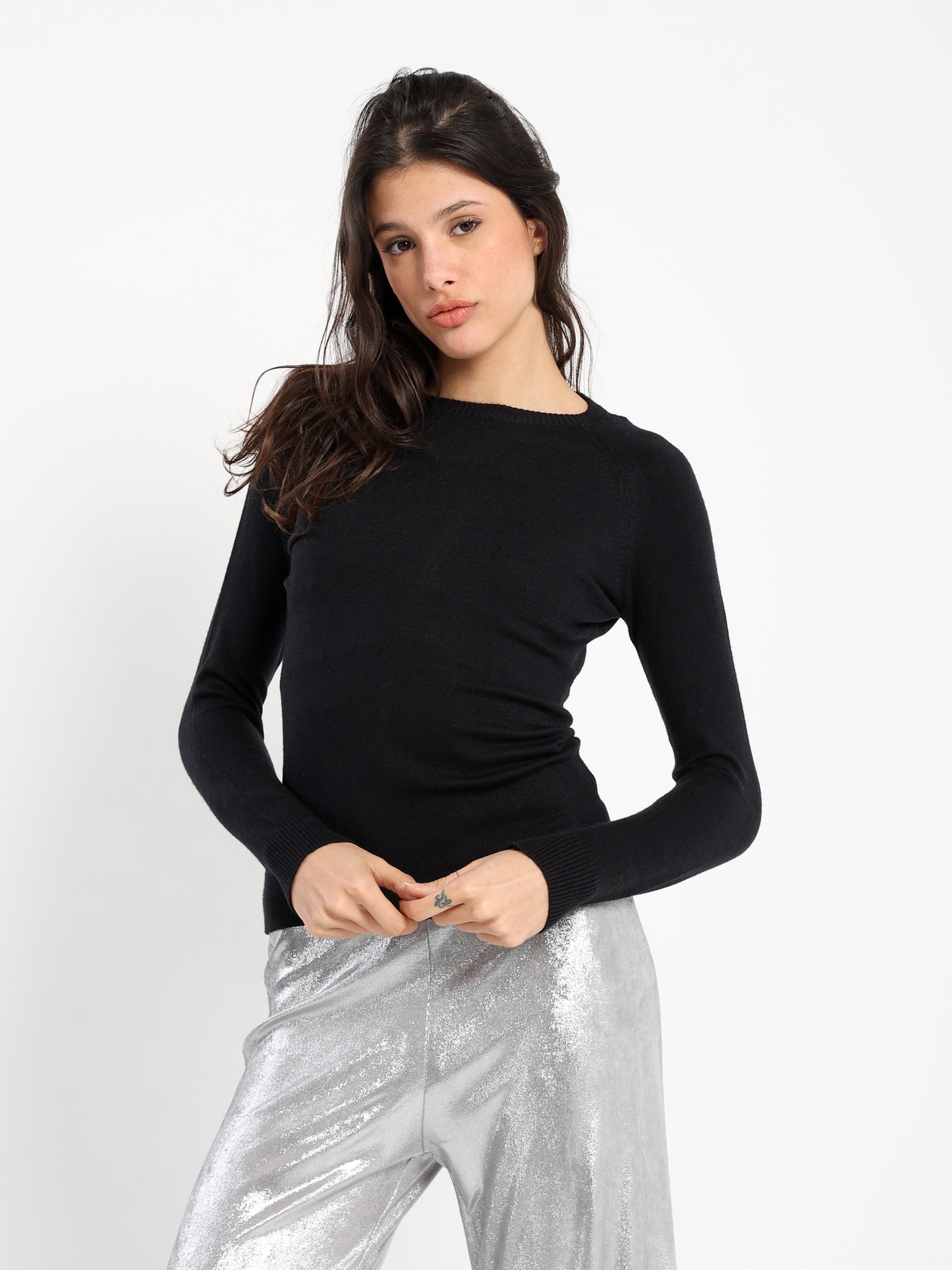 Cropped Round Neck Top