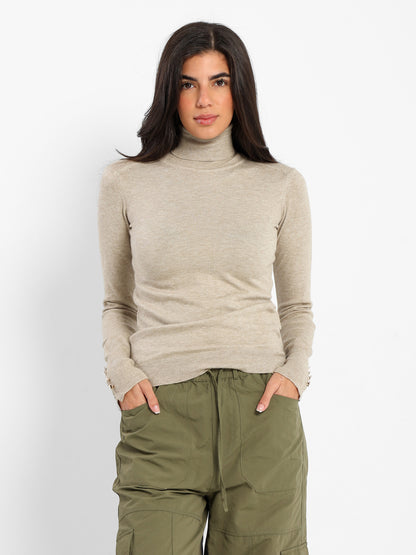 Fitted Long Sleeves Turtle Neck