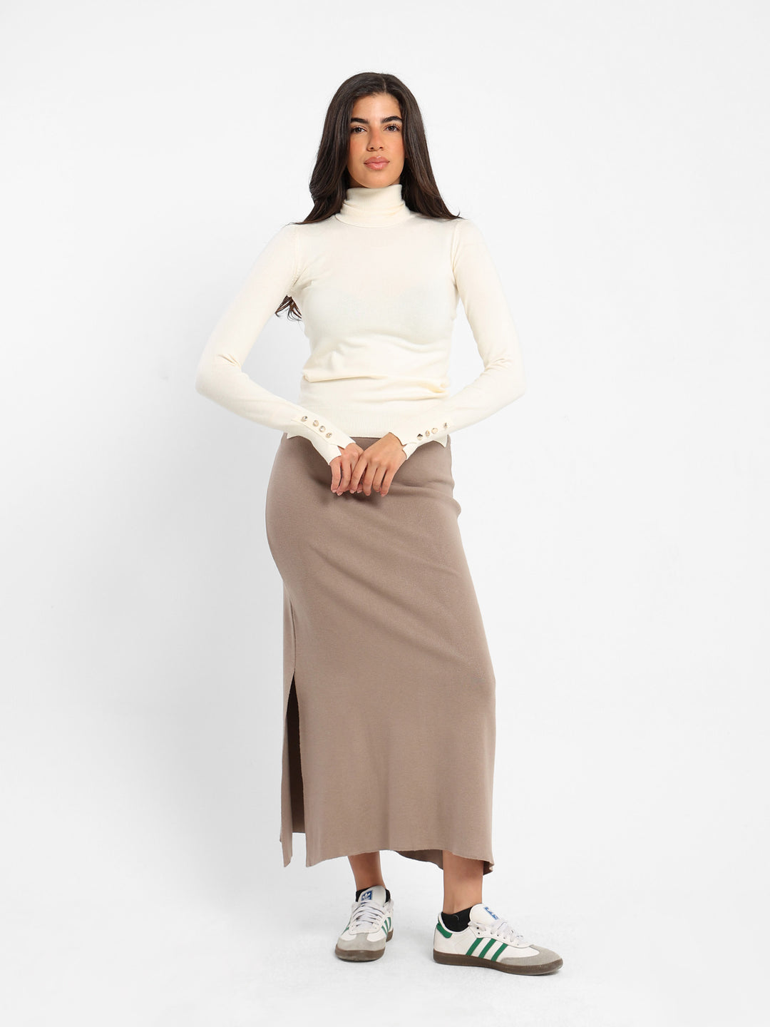 Fitted Long Sleeves Turtle Neck