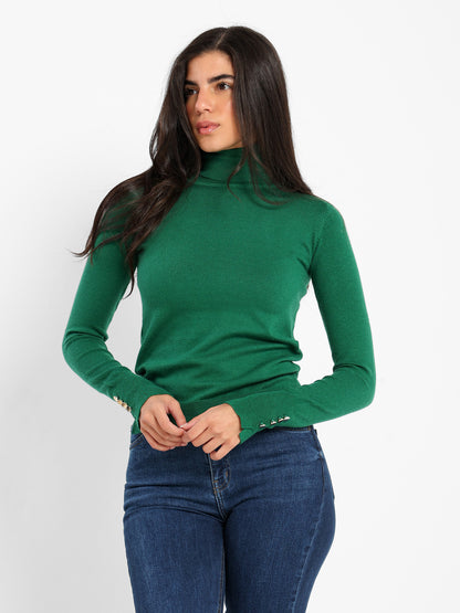 Fitted Long Sleeves Turtle Neck