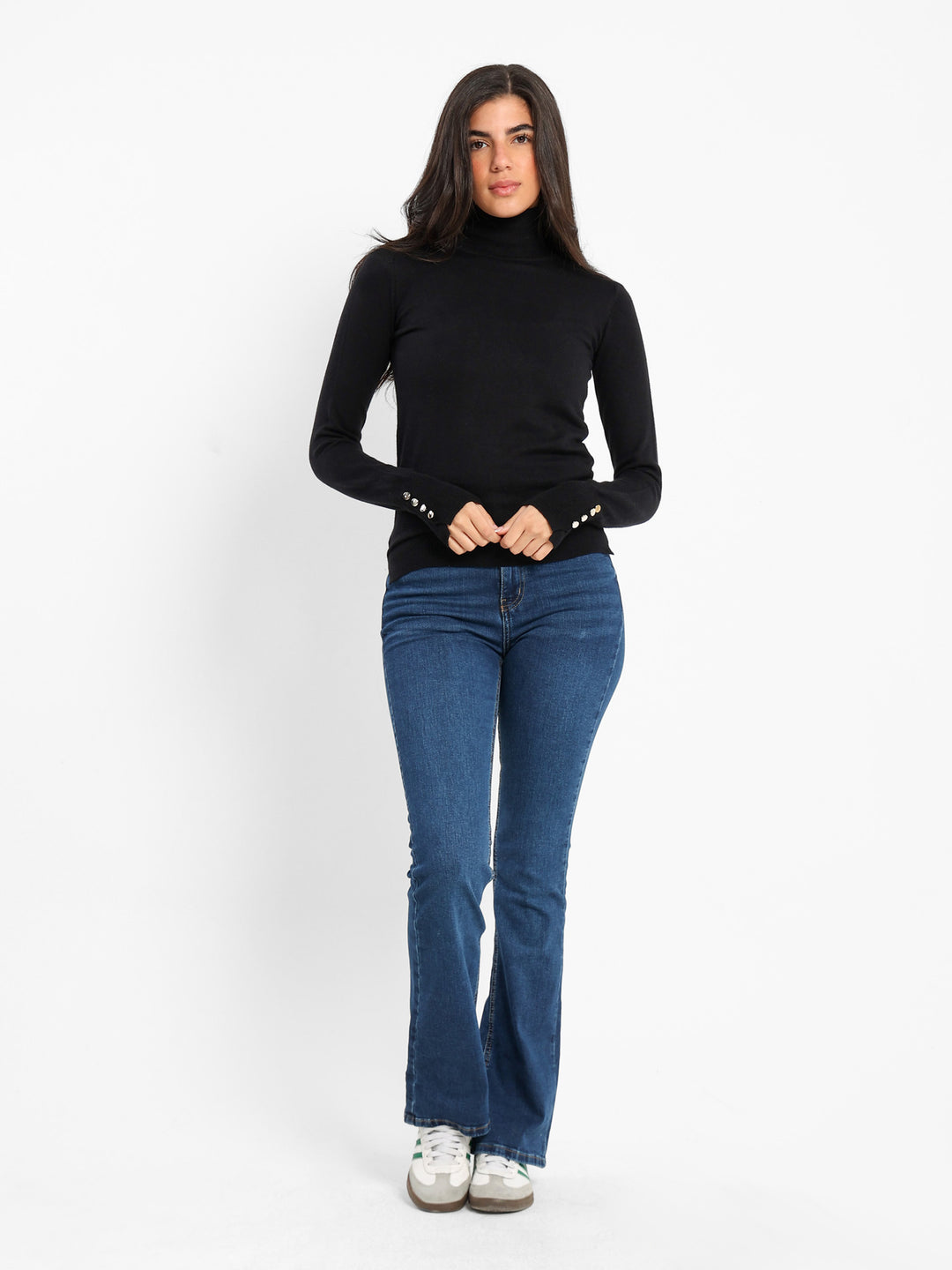 Fitted Long Sleeves Turtle Neck