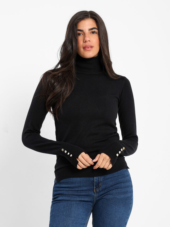 Fitted Long Sleeves Turtle Neck