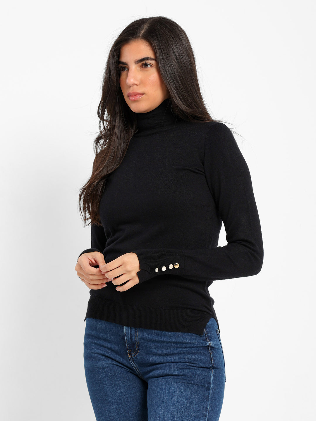 Fitted Long Sleeves Turtle Neck