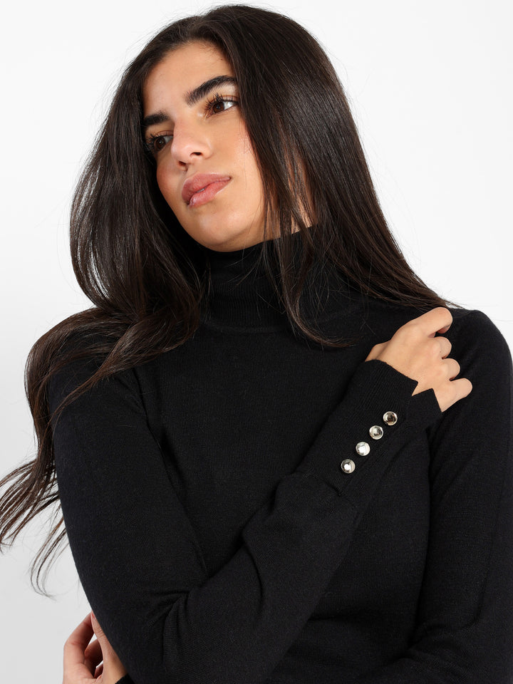 Fitted Long Sleeves Turtle Neck