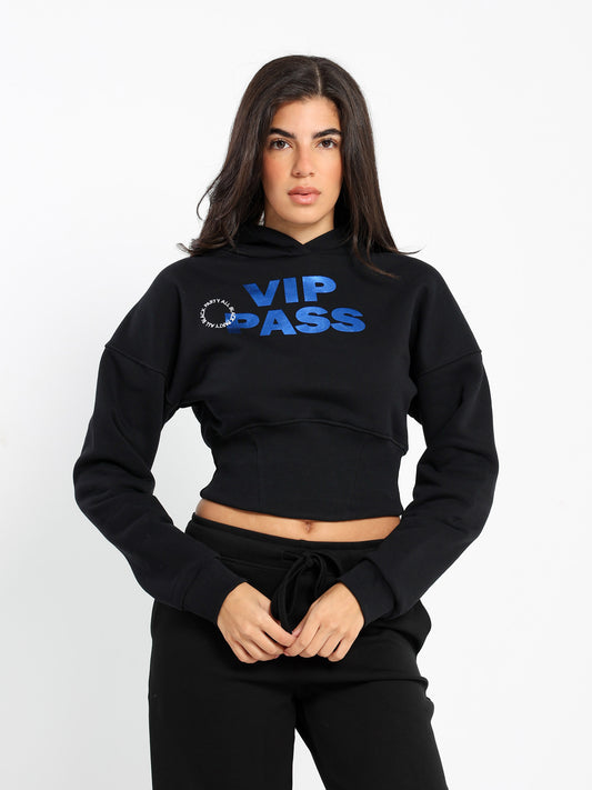 Silver Thick Embroidered Corset Hoodie