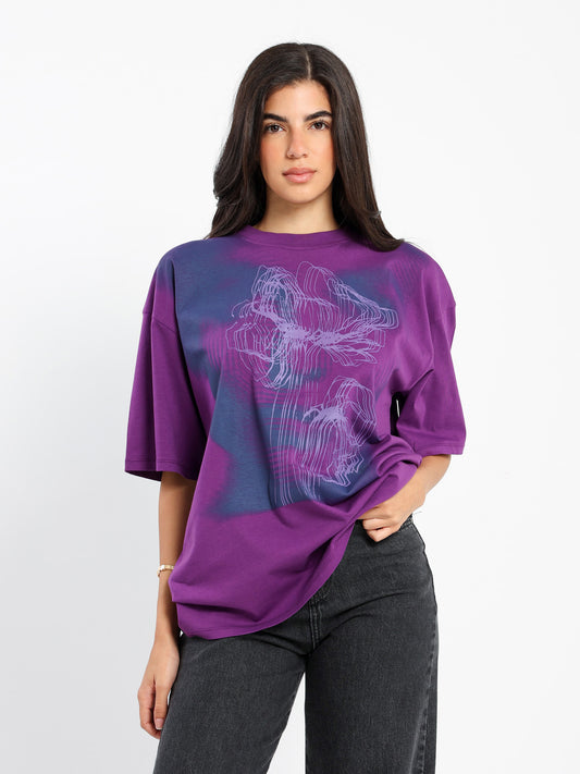 Oversized Half Sleeves Tee with Place Print