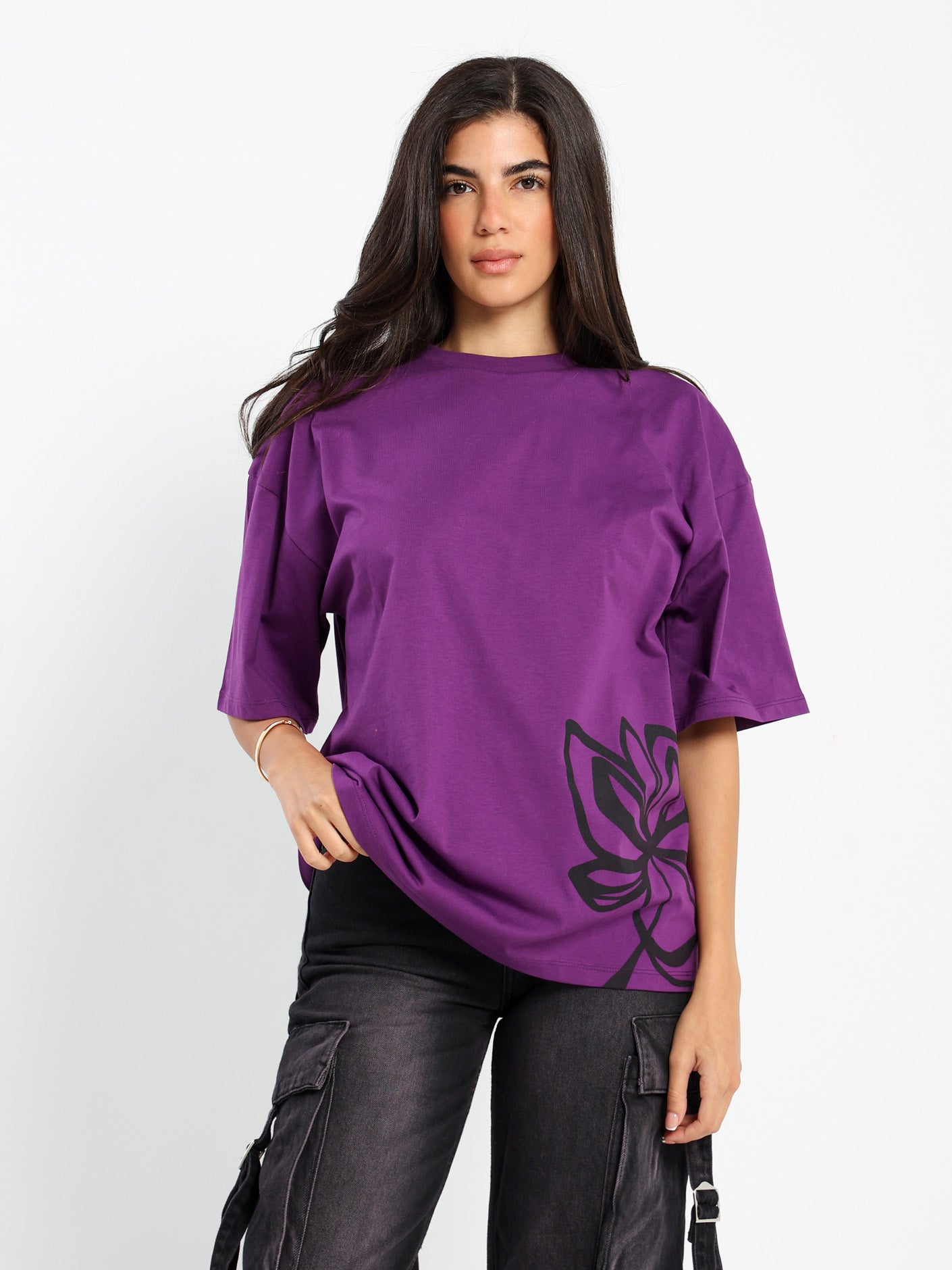 Oversized Half Sleeves Tee with Place Print