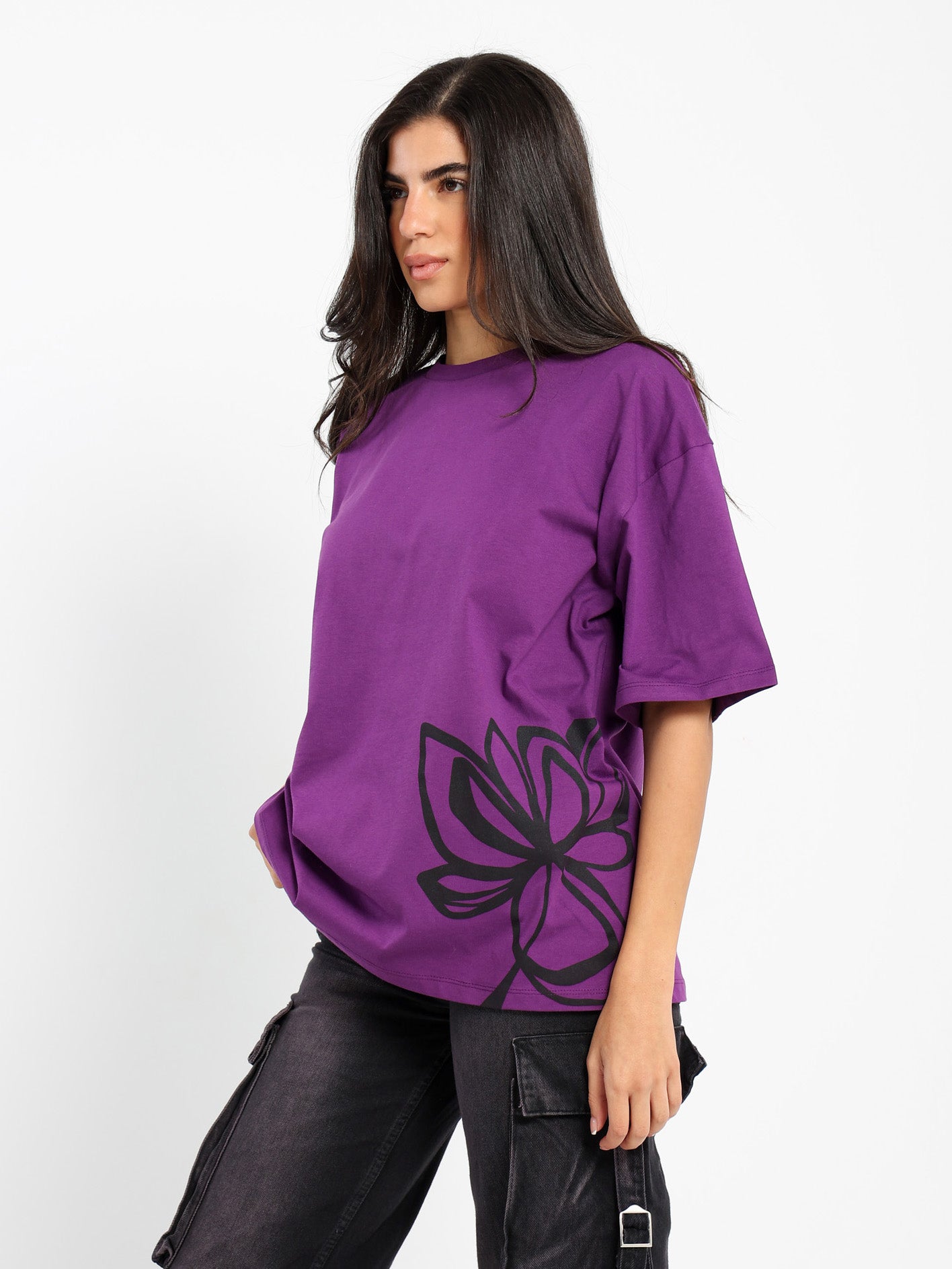 Oversized Half Sleeves Tee with Place Print