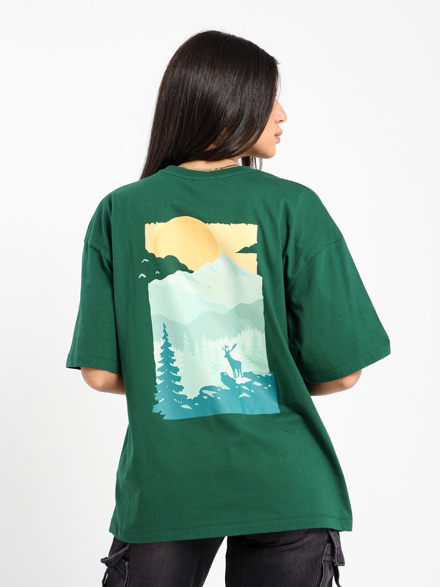 Oversized Half Sleeves Tee with Place Print