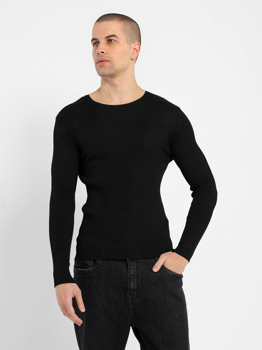 Long Sleeve Round Neck Open Knit Night T-Shirt - Outlet