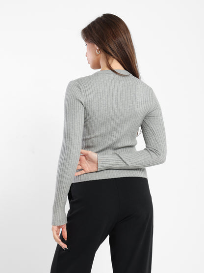 Regular Ribbed Long Sleeves Top