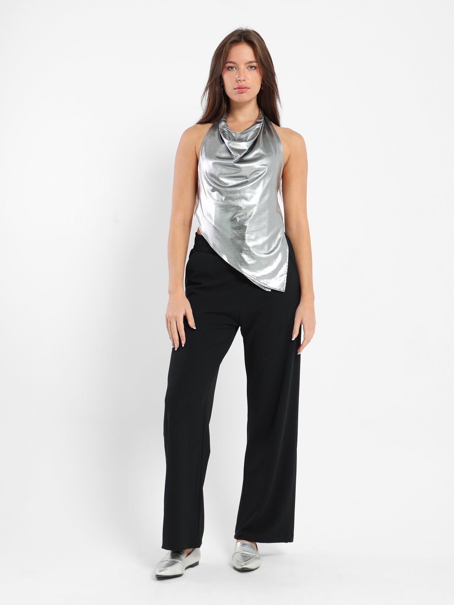 Loose Shiny Sleeveless Top