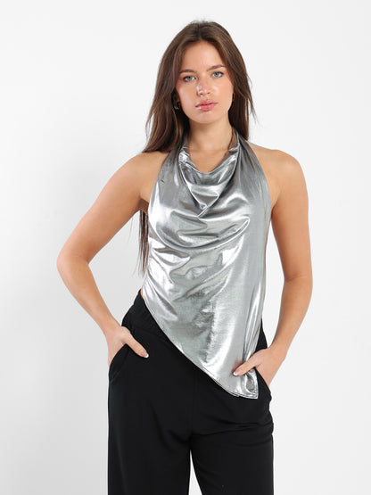 Loose Shiny Sleeveless Top