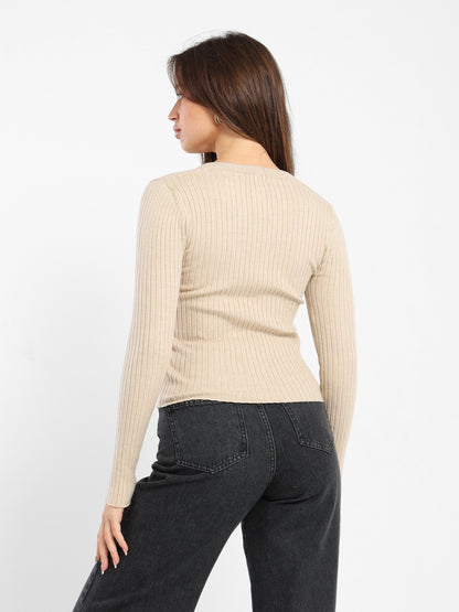 Regular Ribbed Long Sleeves Top