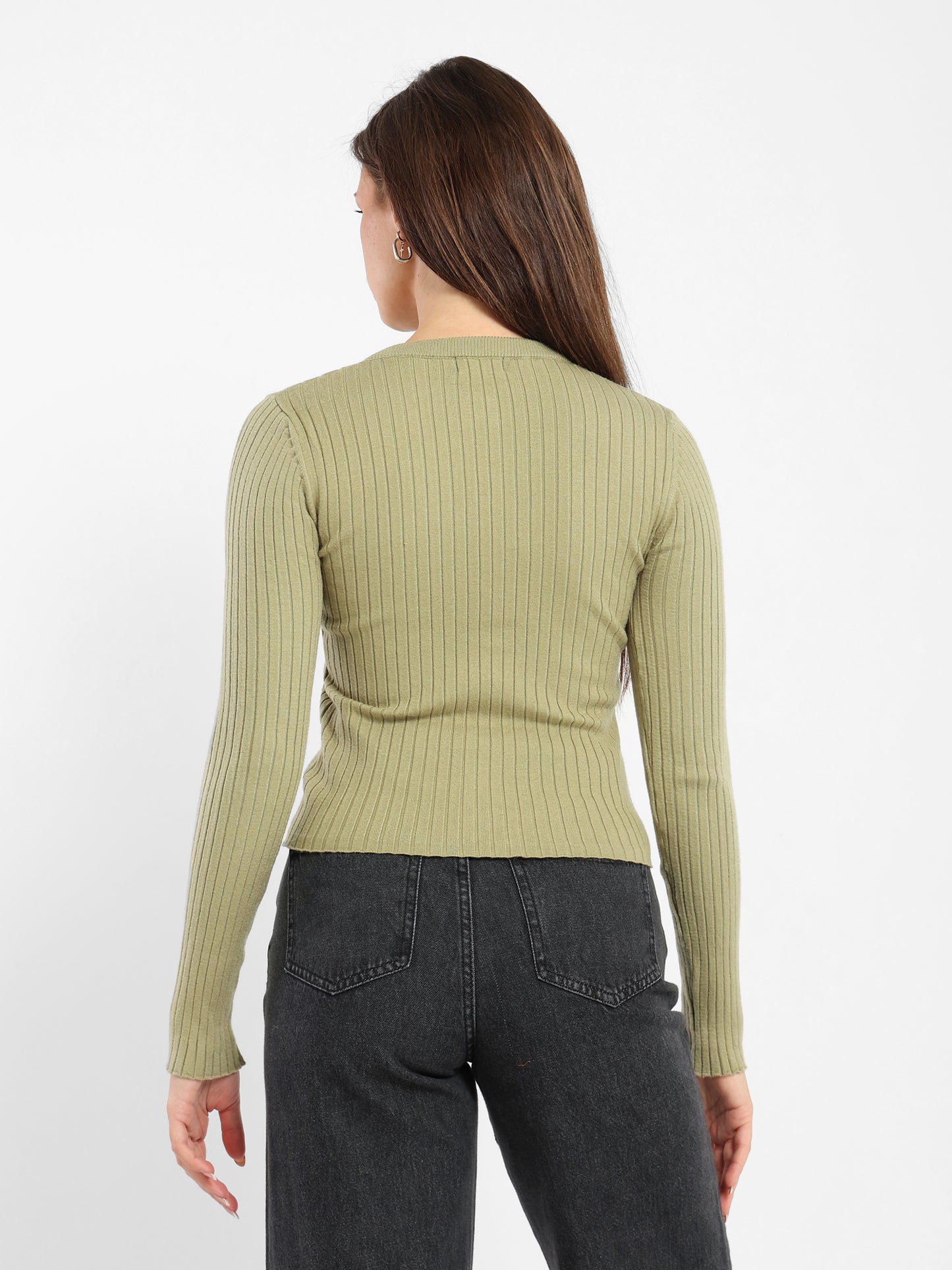 Regular Ribbed Long Sleeves Top
