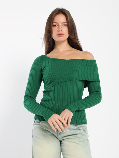 Fitted Ribbed Long Sleeves Top