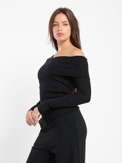 Fitted Ribbed Long Sleeves Top