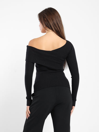 Fitted Ribbed Long Sleeves Top