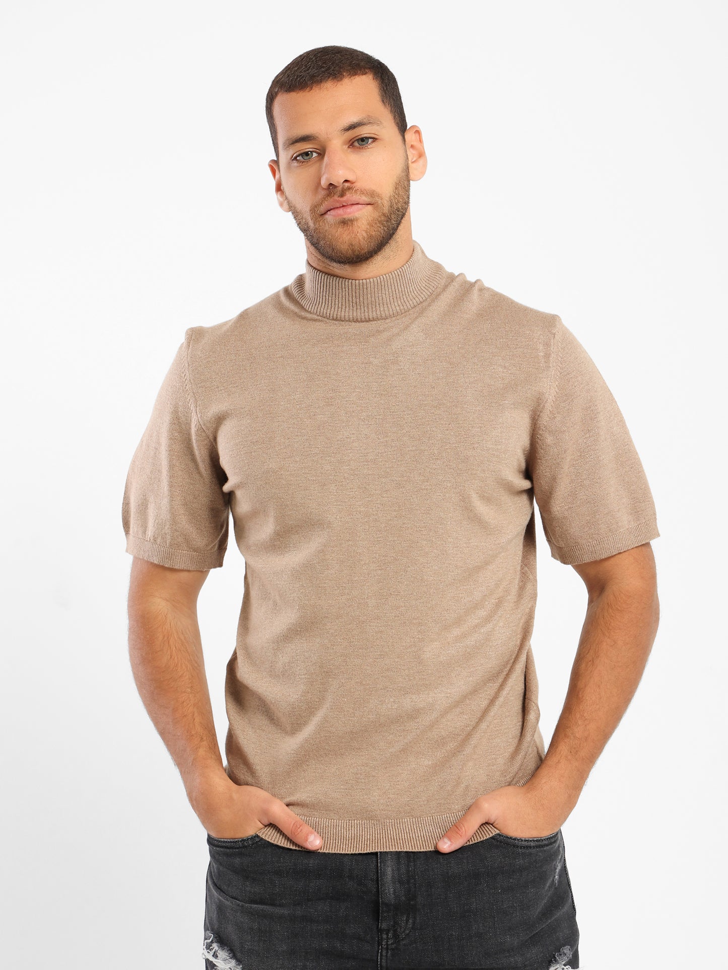Mock Neck Tricot T-Shirt - Outlet