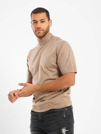 Mock Neck Tricot T-Shirt - Outlet