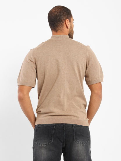 Mock Neck Tricot T-Shirt - Outlet