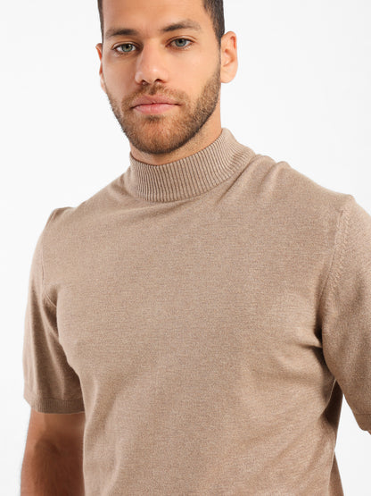 Mock Neck Tricot T-Shirt - Outlet