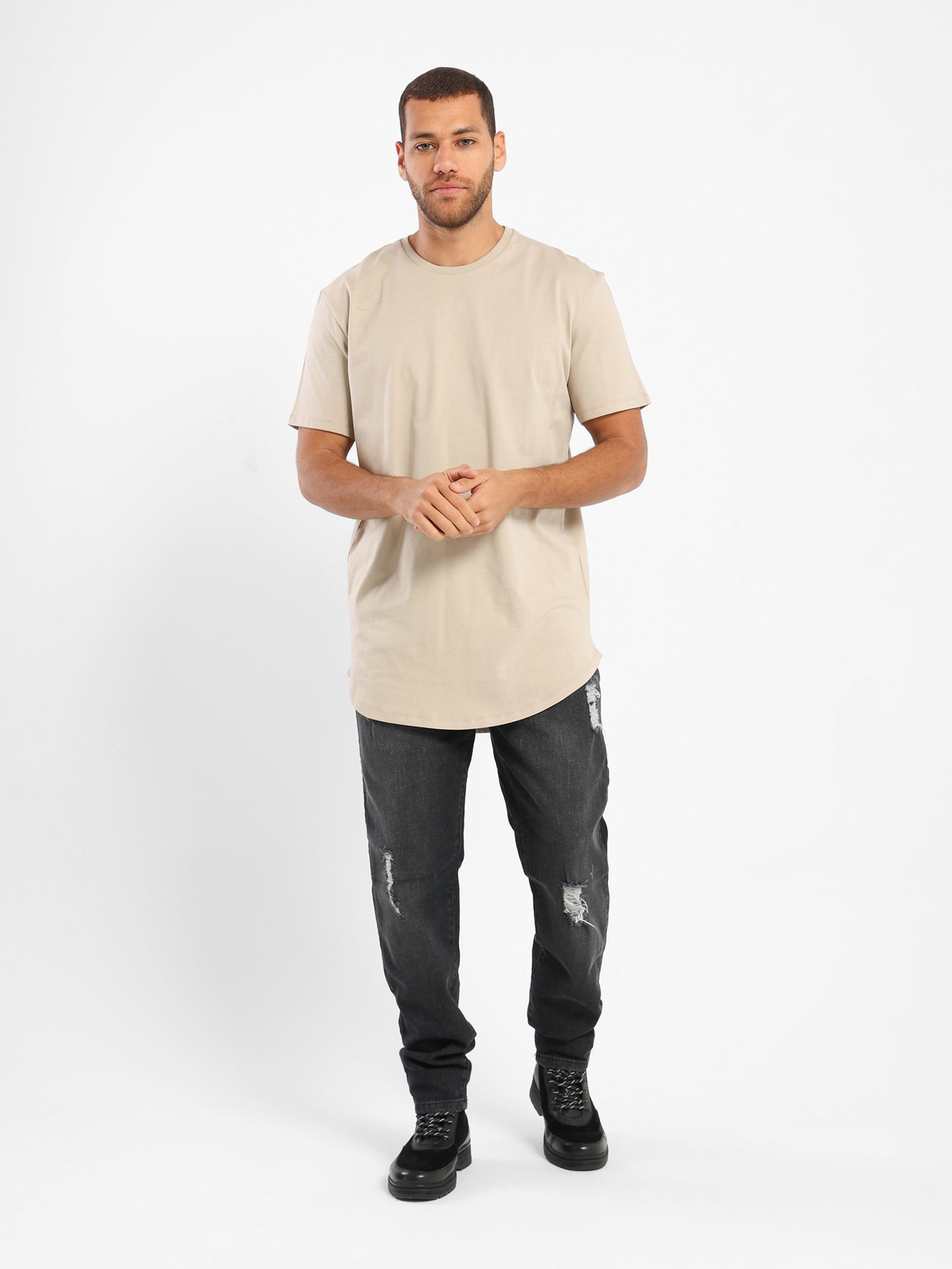 Basic Long Line Short Sleeve T-Shirt