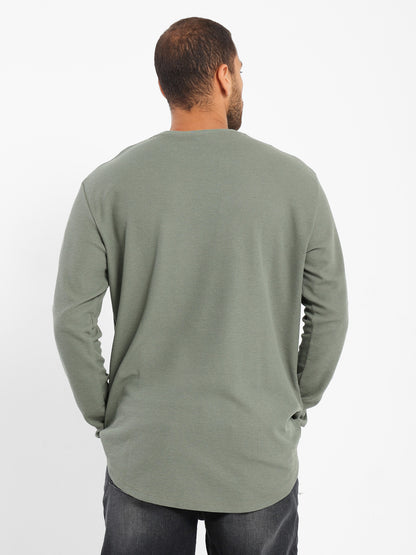 Textured Long Fit Long Sleeves T-Shirt