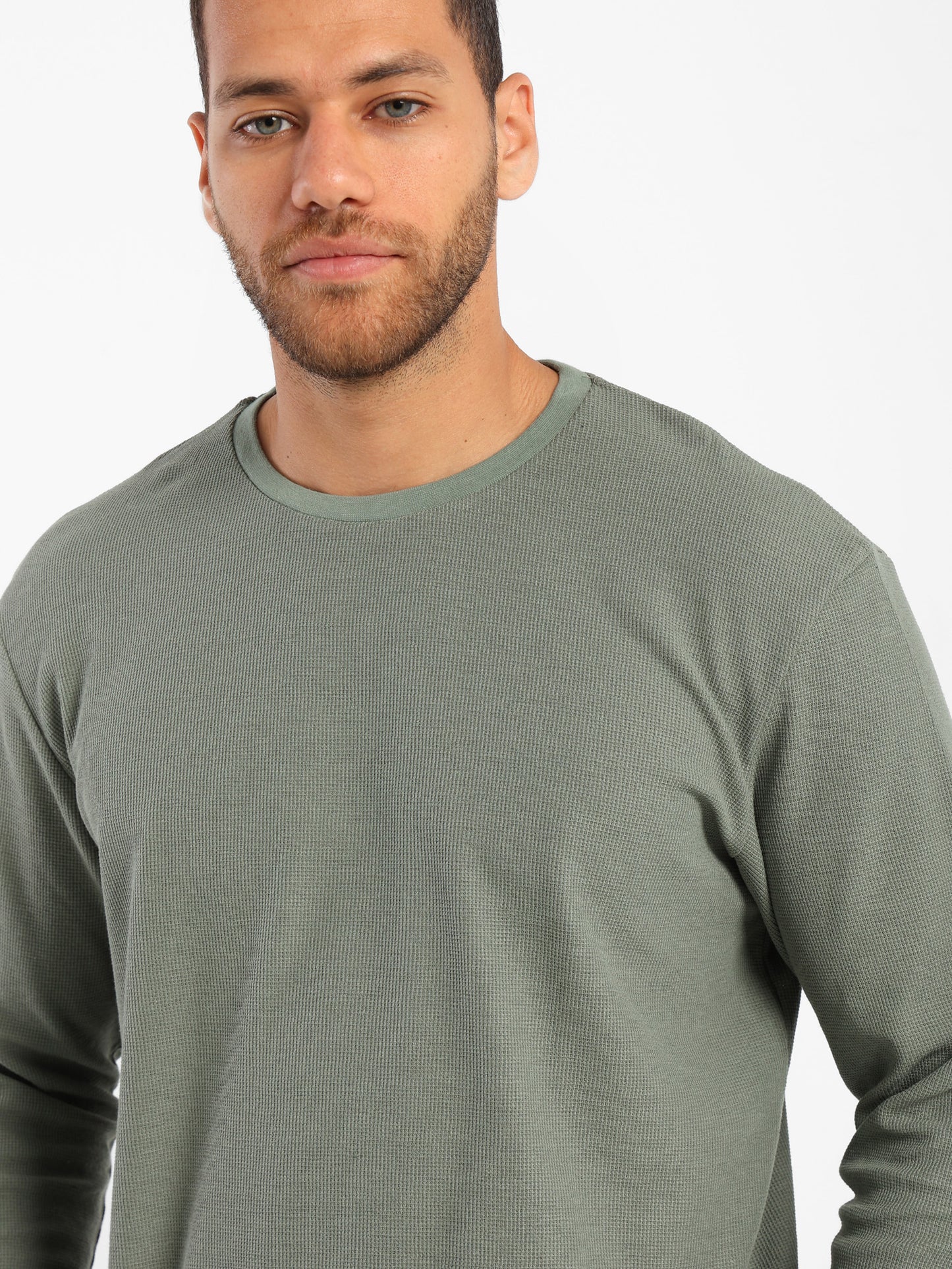 Textured Long Fit Long Sleeves T-Shirt