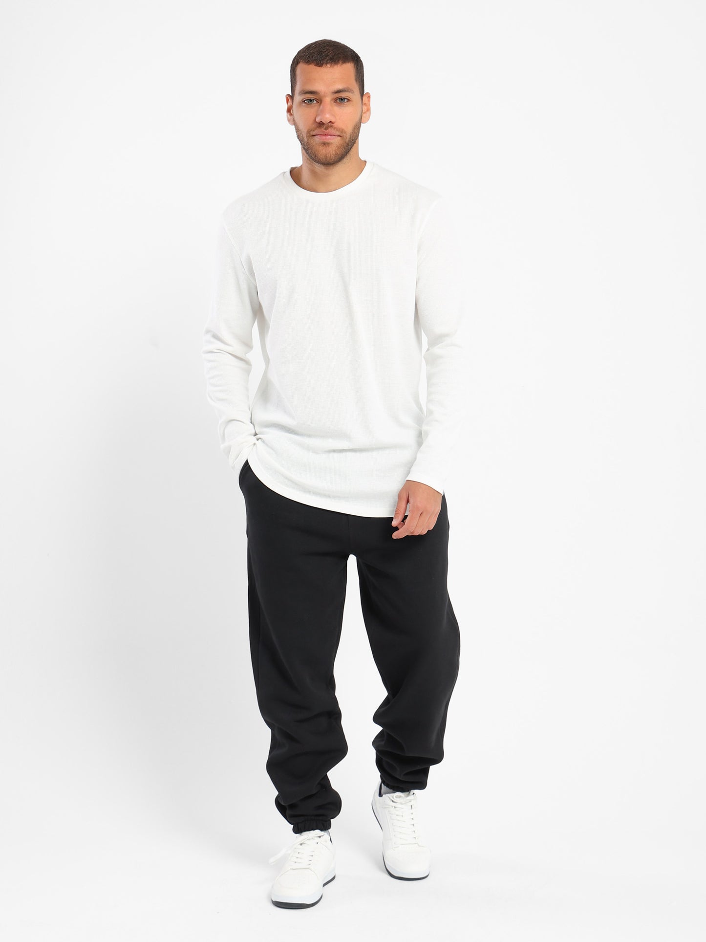 Textured Long Fit Long Sleeves T-Shirt