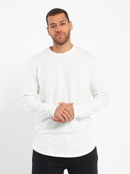 Textured Long Fit Long Sleeves T-Shirt