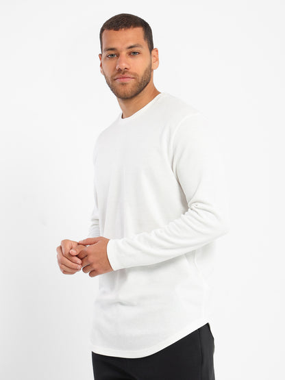 Textured Long Fit Long Sleeves T-Shirt