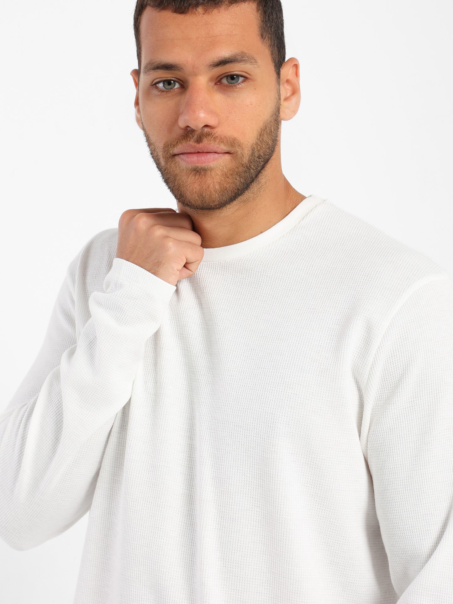 Textured Long Fit Long Sleeves T-Shirt