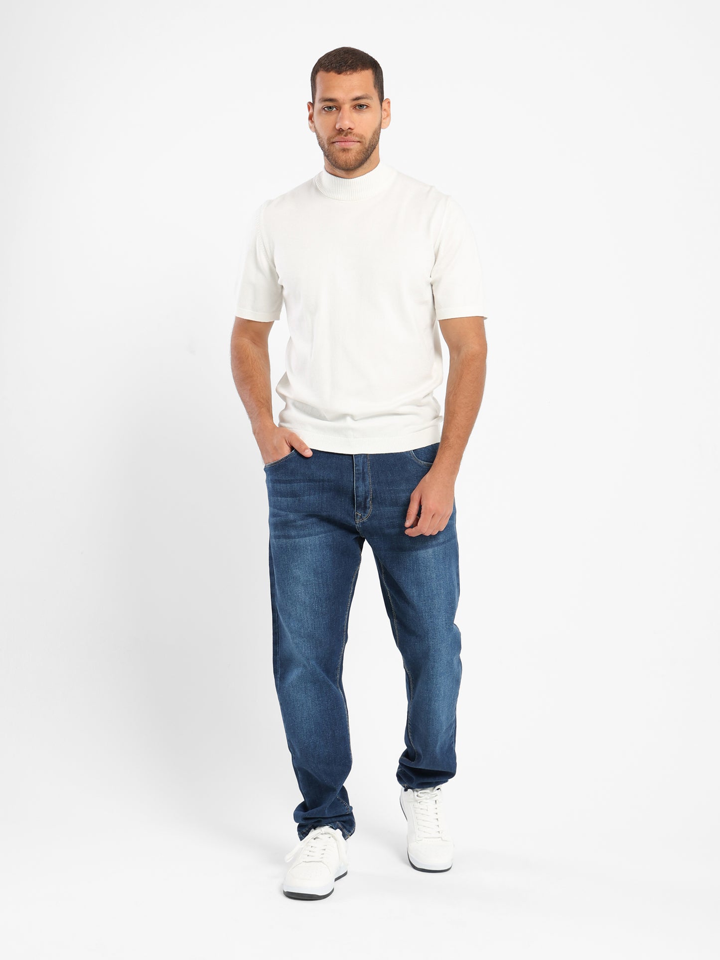 Mock Neck Tricot T-Shirt - Outlet