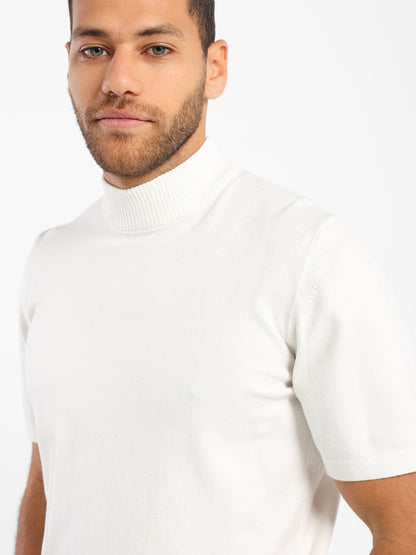 Mock Neck Tricot T-Shirt - Outlet