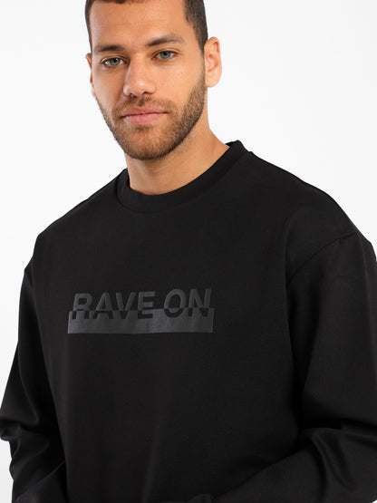Rave On Embossed Print Regular Sweatshirt - Outlet