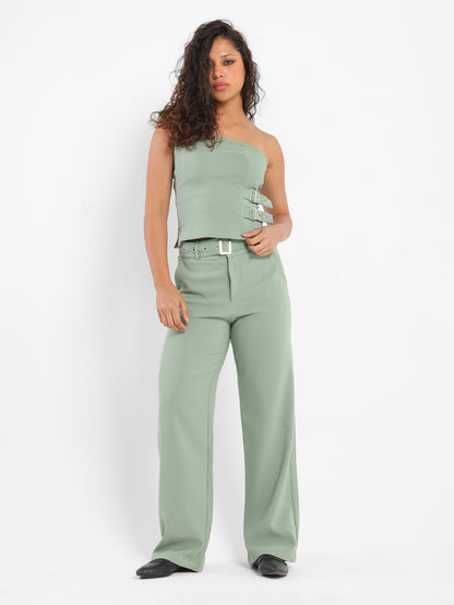 Strapless Top with Buckle Detail