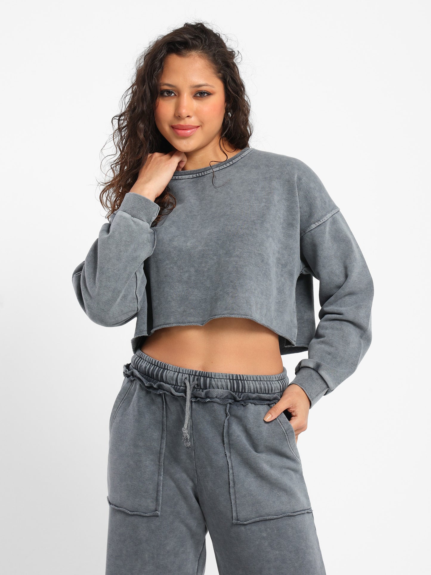 Unfinished Hems Sweatshirt