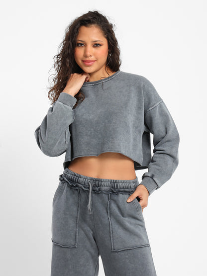 Unfinished Hems Sweatshirt