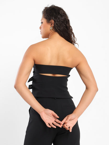 Strapless Top with Buckle Detail
