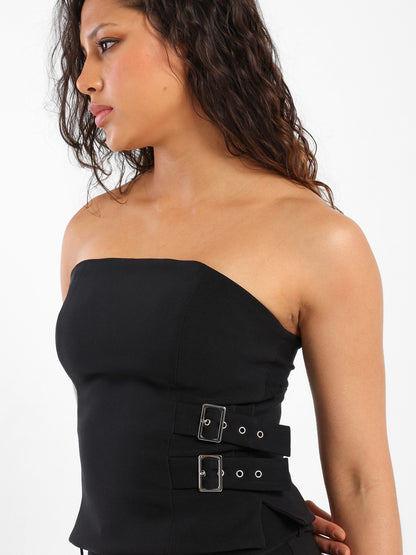 Strapless Top with Buckle Detail