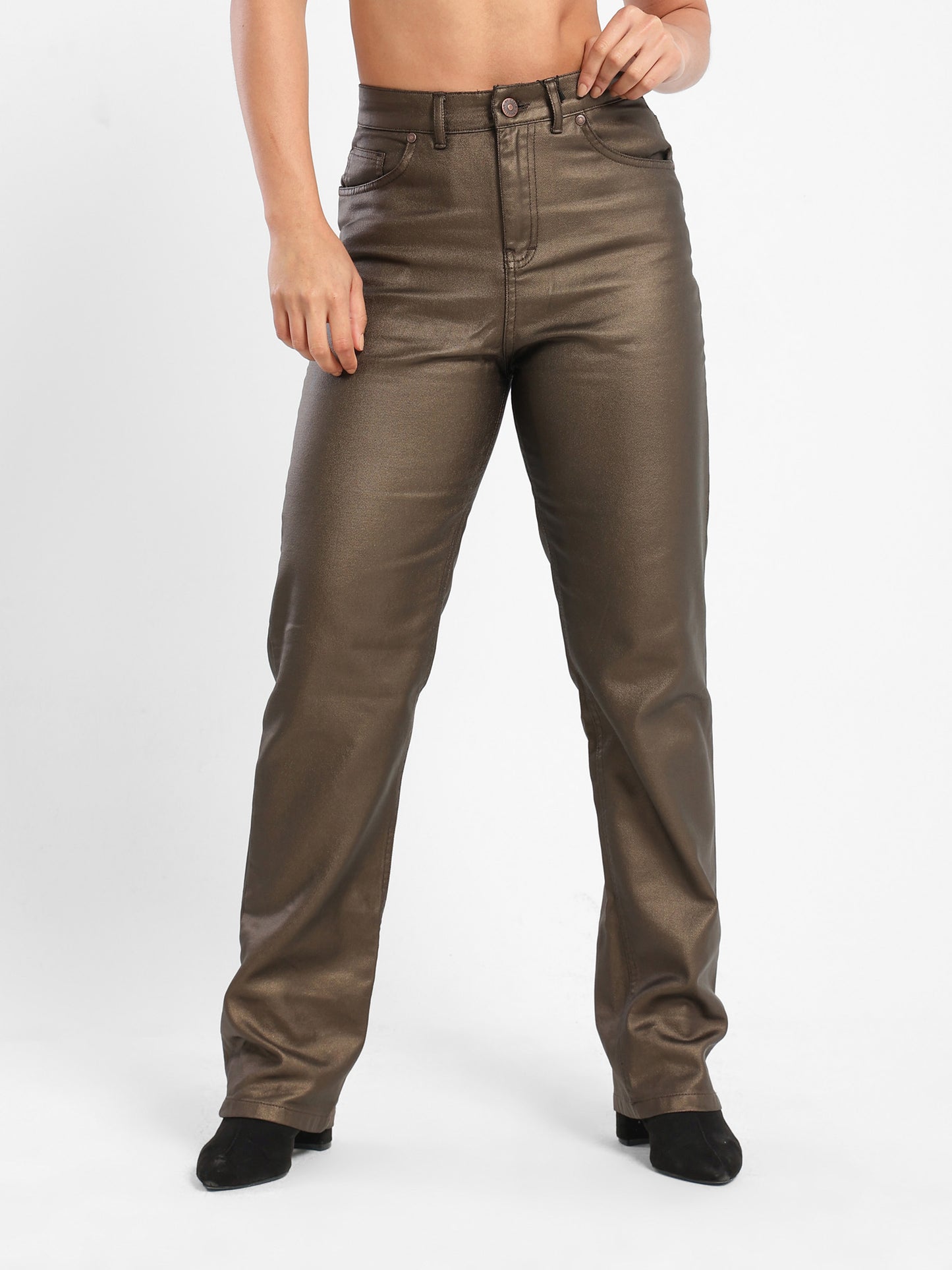 Jeans Straight Midb Rise Jeans With Foil