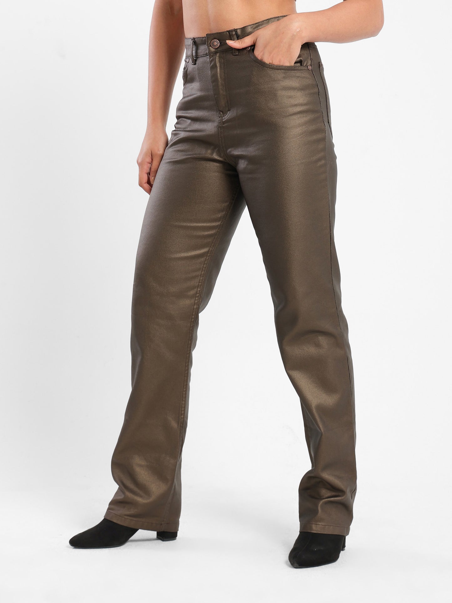 Jeans Straight Midb Rise Jeans With Foil