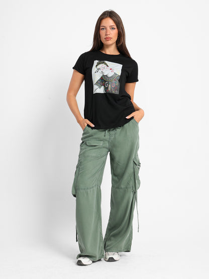 Embroidered Printed T-Shirt