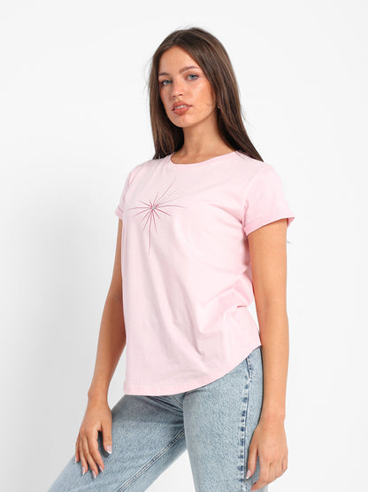 Rhinestone Heart Print T-Shirt